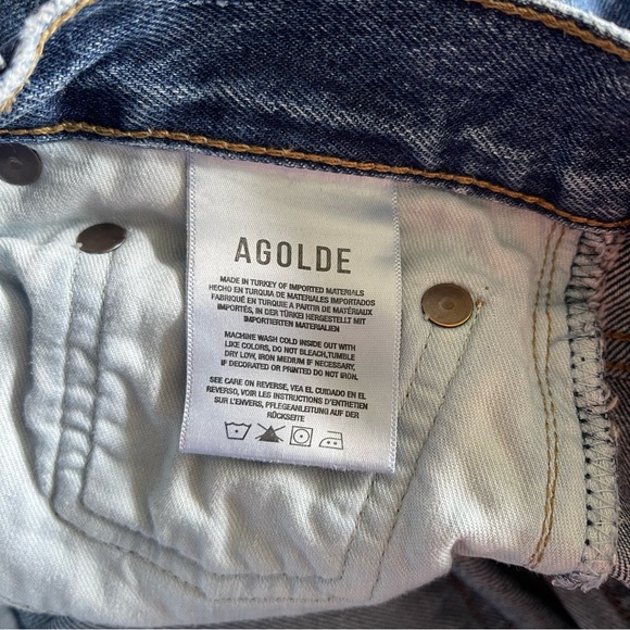AGOLDE Riley Crop Raw Hem High Rise Button Fly Straight Jeans 25 - Picture 6 of 7